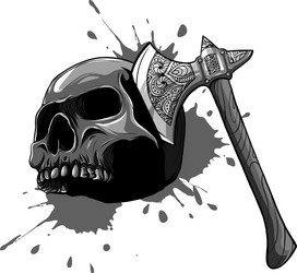 Skull head murdered ax vector