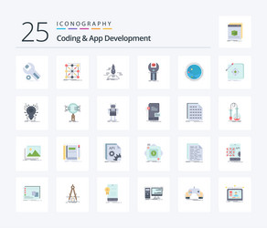 coding and app development 25 flat color icon vector image
