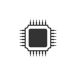 Cpu for computer and smartphone icon in flat vector