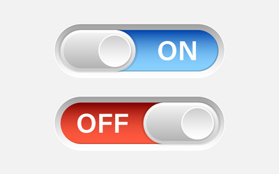 on and off buttons in flat style toggle switch vector