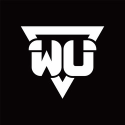 wu logo monogram with triangle shape rounded vector image