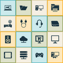 computer icons set with server headphone monitor vector image