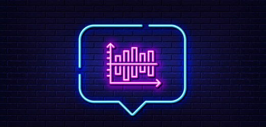 diagram chart line icon column graph sign neon vector image
