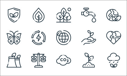 Ecology line icons linear set quality vector