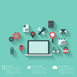 flat abstract background with web icons interface vector image