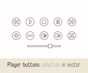 Multimedia player icons set outline buttons vector