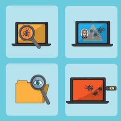 set of hacker icons vector