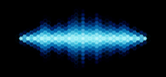 audio or music shiny sound waveform with hexagonal vector image