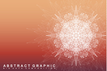 fractal element with connected lines and dots big vector