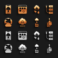 set cloud computing lock server data export vector image