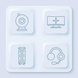 set line web camera computer monitor stereo vector image