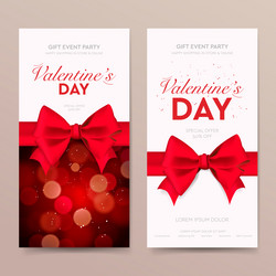 Valentines day web banner with red bow vector