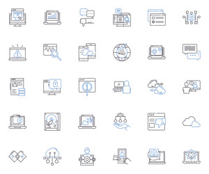 computational tools line icons collection vector