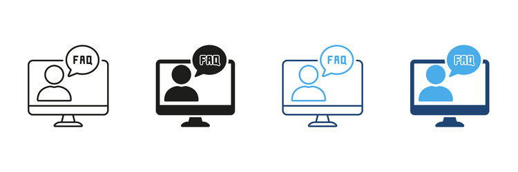 computer faq support icon set online help vector image