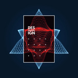 crystal object with dots molecular grid 3d vector image