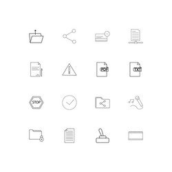 files and folders sign linear thin icons set vector image