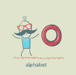 man standing with a letter of the alphabet vector image