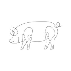 Pig in one line logo icon vector