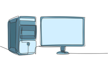 Single Line CPU Computer Drawing vector image