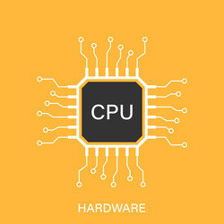 cpu for computer and smartphone icon in flat vector