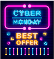 cyber monday best offer and clearance neon sign vector