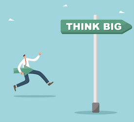 man runs with arrow on pointer think big vector image
