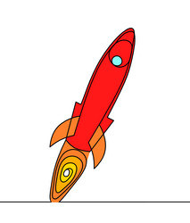 abstract color rocket as continuous line drawing vector image