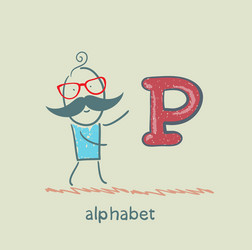 Man standing with a letter of the alphabet vector