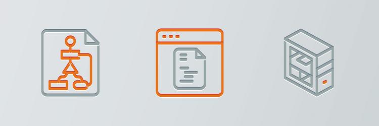 set line computer flowchart and software icon vector image