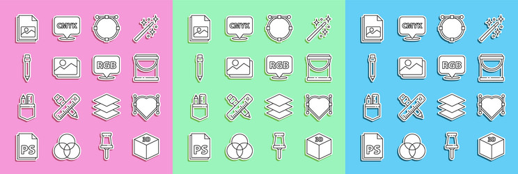 Set line isometric cube heart with bezier curve vector