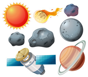 set of space planets on white background vector