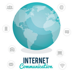 world planet with internet connection icons vector image