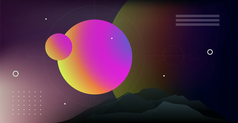 abstract planets on a background of wireframe vector image