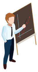 man showing presentation chart board isometric vector image