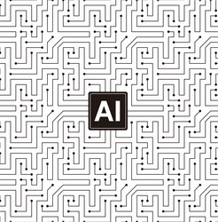 microchip in the circuit board artificial vector image