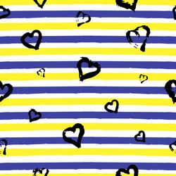 seamless pattern with hand drawn heart on striped Vector Image