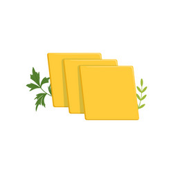 Cheddar Cheese Slices with Ginger Leaves vector
