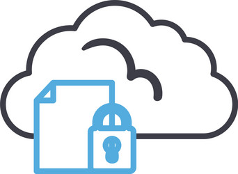 cloud computing with document and padlock line vector image