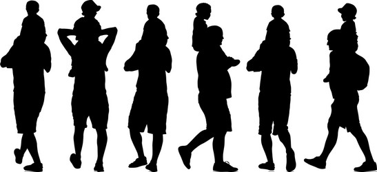 Father Carrying Baby on Shoulders Vector Image