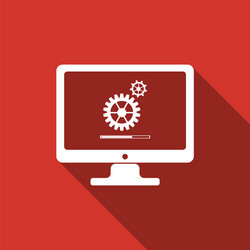 monitor update process with gearbox progress icon vector image