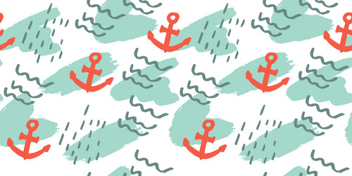 seamless pattern with hand drawn anchor vector