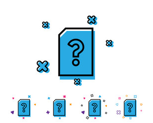 Unknown document line icon file with question vector