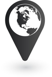 Globe inside pin icon global map pointer isolated vector
