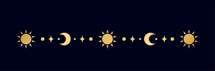Gold celestial text divider with sun stars moon Vector Image