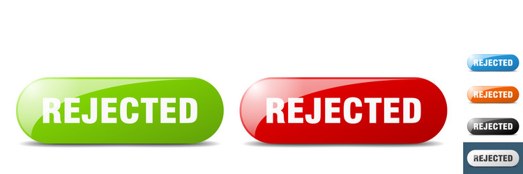 Rejected button key sign push set vector