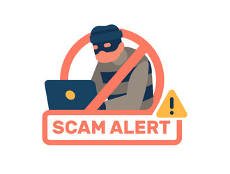 Scam alert computer virus detection icon laptop vector