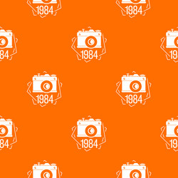 1984 photo camera pattern orange vector