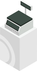 electronic price computing scale with a customer vector image