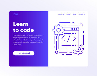 learn to code web page banner design vector image