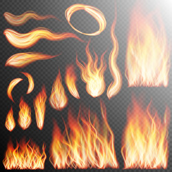 Realistic fire flames set eps 10 Royalty Free Vector Image